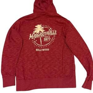 Margaritaville Red Zip Hoodie Hollywood Palm Tree Logo Size Large